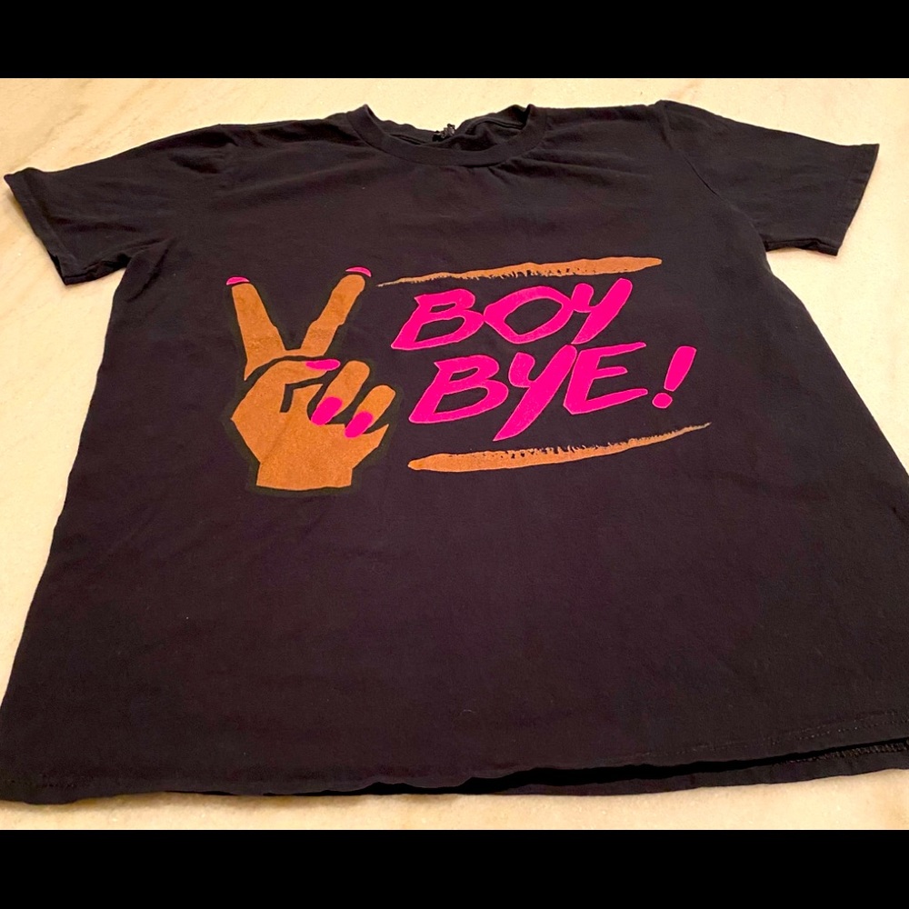 Fashionable Junior Black “Boy Bye” Tee-Shirt